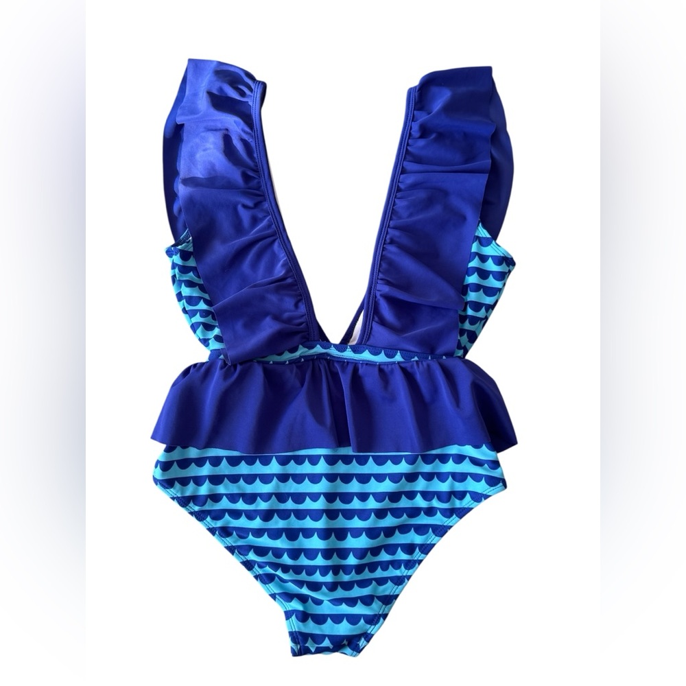 Blue Ruffle Swimsuit for women size small.
